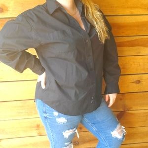 Port Authority Black Oversized Button Down Shirt